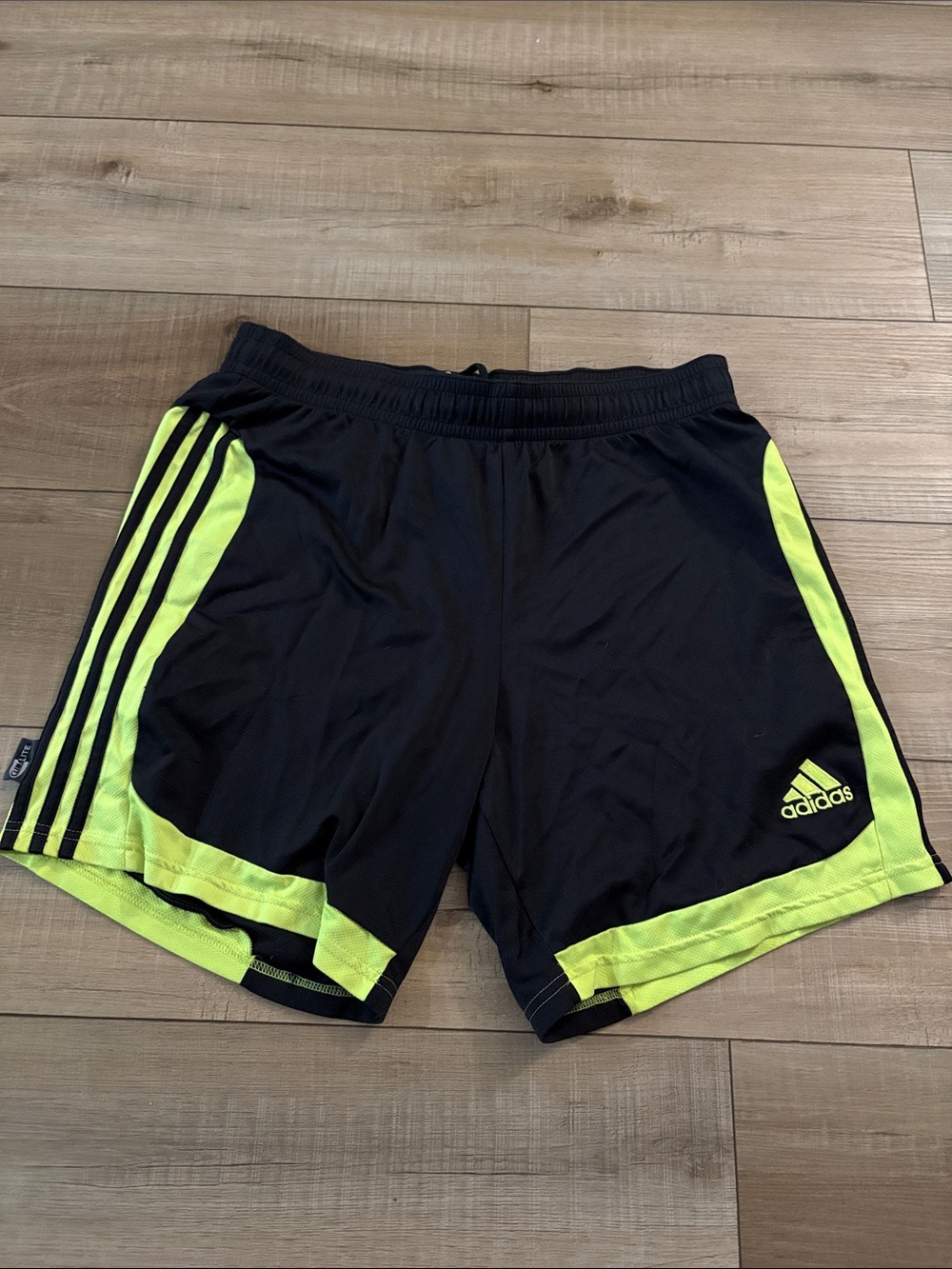 adidas Men’s Black Athletic Shorts with Neon Yellow Panels